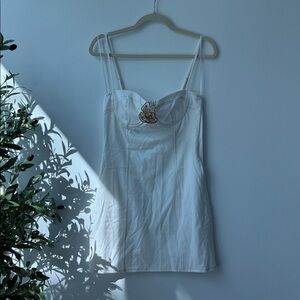 Chic White Mini Dress with Embroidered Detail
